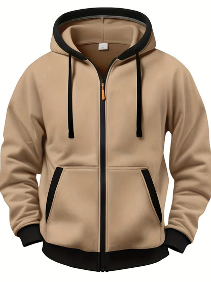Unisex Kapuzenjacke mit Reißverschluss, kontrastierender Kapuze und Bündchen, seitliche Taschen