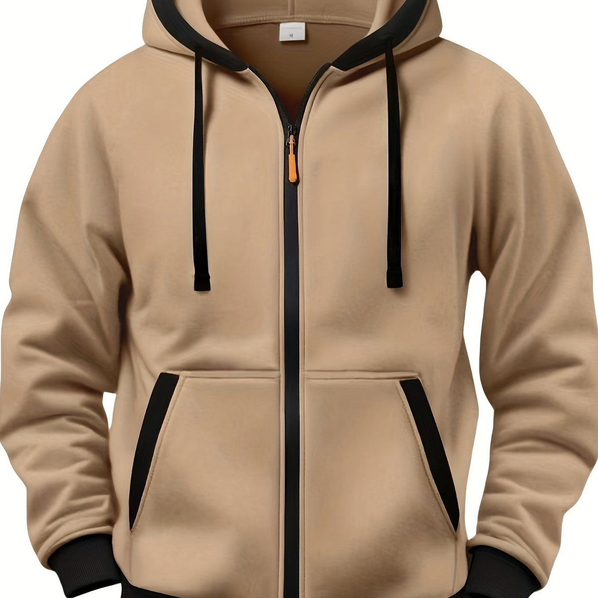 Unisex Kapuzenjacke mit Reißverschluss, kontrastierender Kapuze und Bündchen, seitliche Taschen