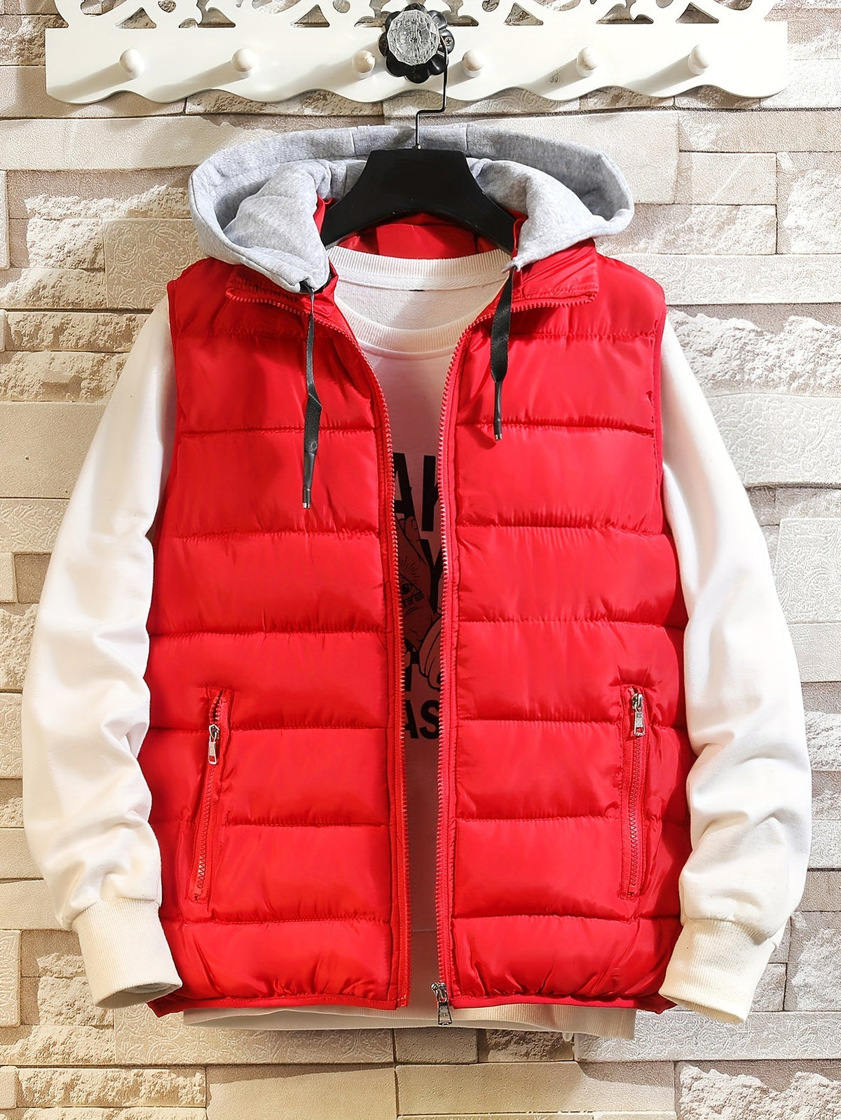 Steppweste mit Kapuze Herren/Unisex Gepolsterte Outdoor Weste Reißverschluss