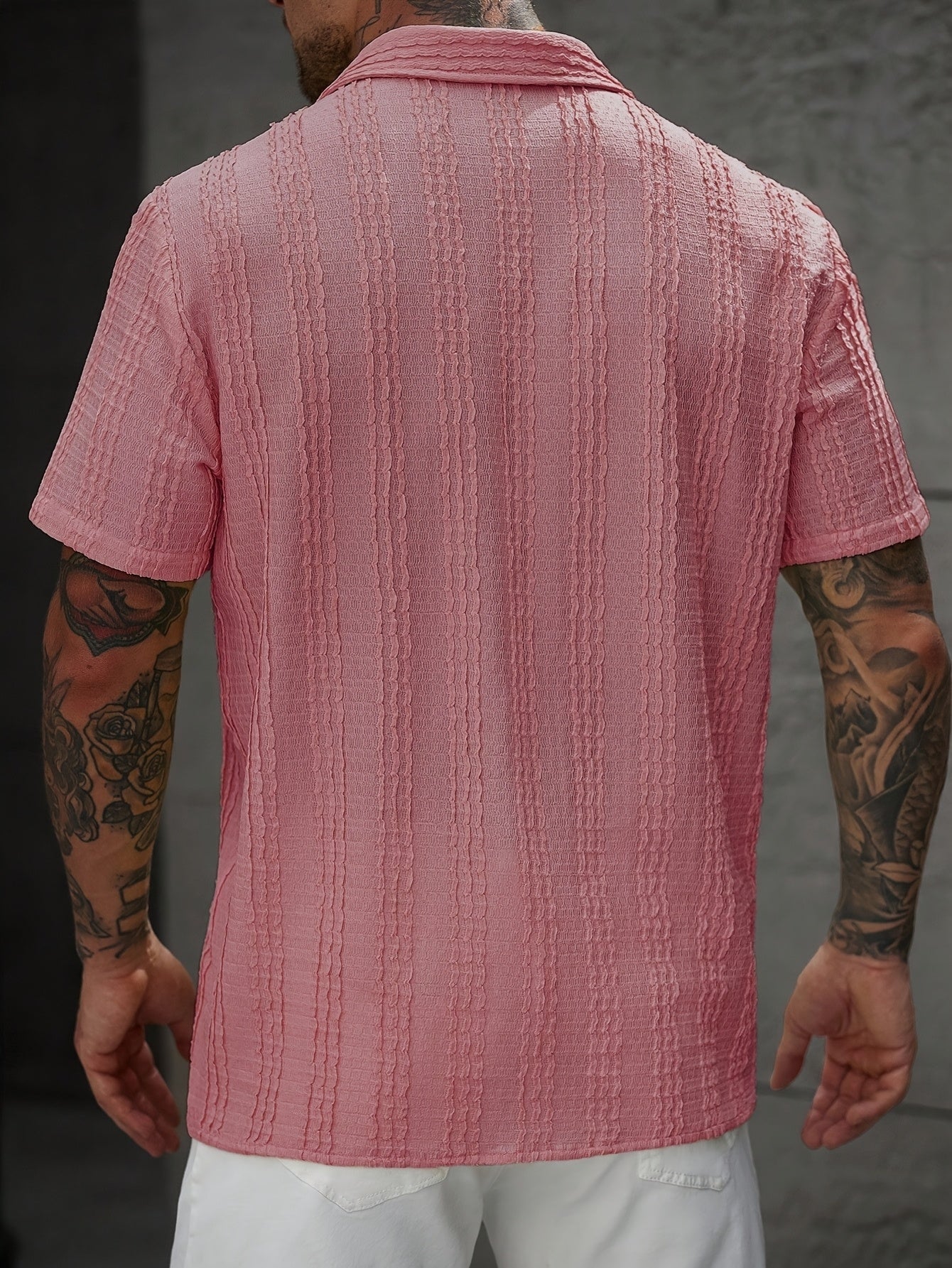 Herren Kurzarm Freizeithemd mit Knopfleiste und Retro-Streifen – Perfekt für Sommer & Freizeit