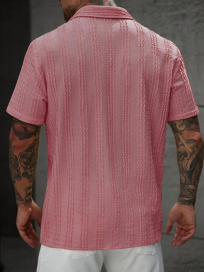 Herren Kurzarm Freizeithemd mit Knopfleiste und Retro-Streifen – Perfekt für Sommer & Freizeit