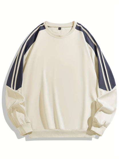 Herren Trainingsanzug Freizeit Sport Set – Bequemes Sweatshirt und Jogginghose im modernen Streifen-Design
