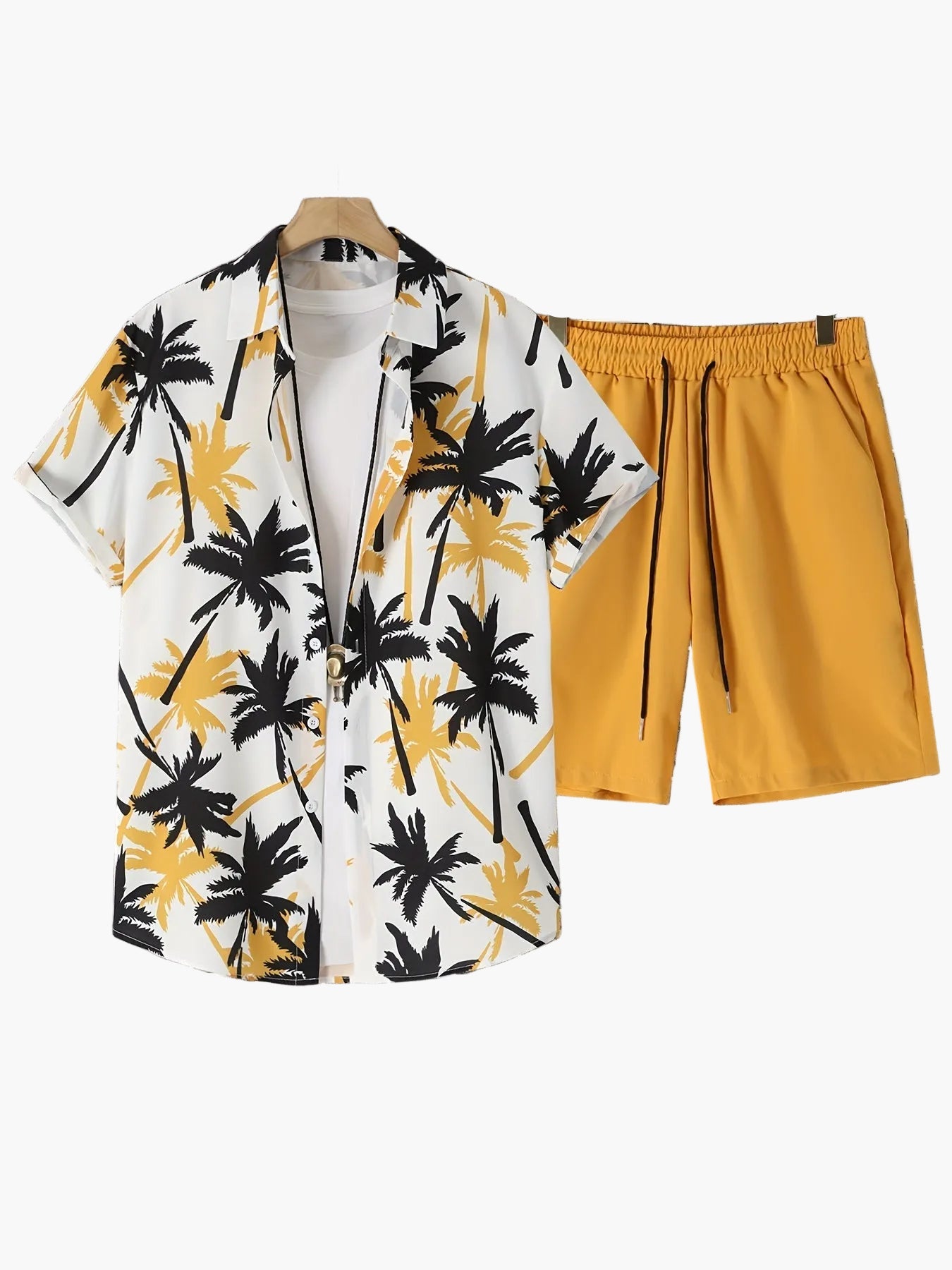 Herren Strandhemd Set – Lässiges Palmenmuster für Sommer und Urlaub
