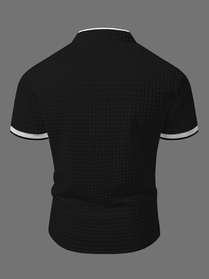 Herren Stepp-Henley Poloshirt mit Wappen-Emblem – Modernes Casual Shirt für Alltag und Freizeit