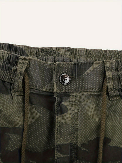 Herren Cargo Jogger Hose mit Camouflage Muster und Utility-Design – Streetwear und Outdoor