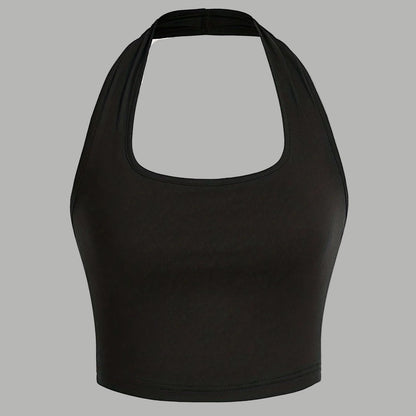 Damen Halter Neck Backless Crop Top – Modisches Sommer Basic für Freizeit & Streetwear