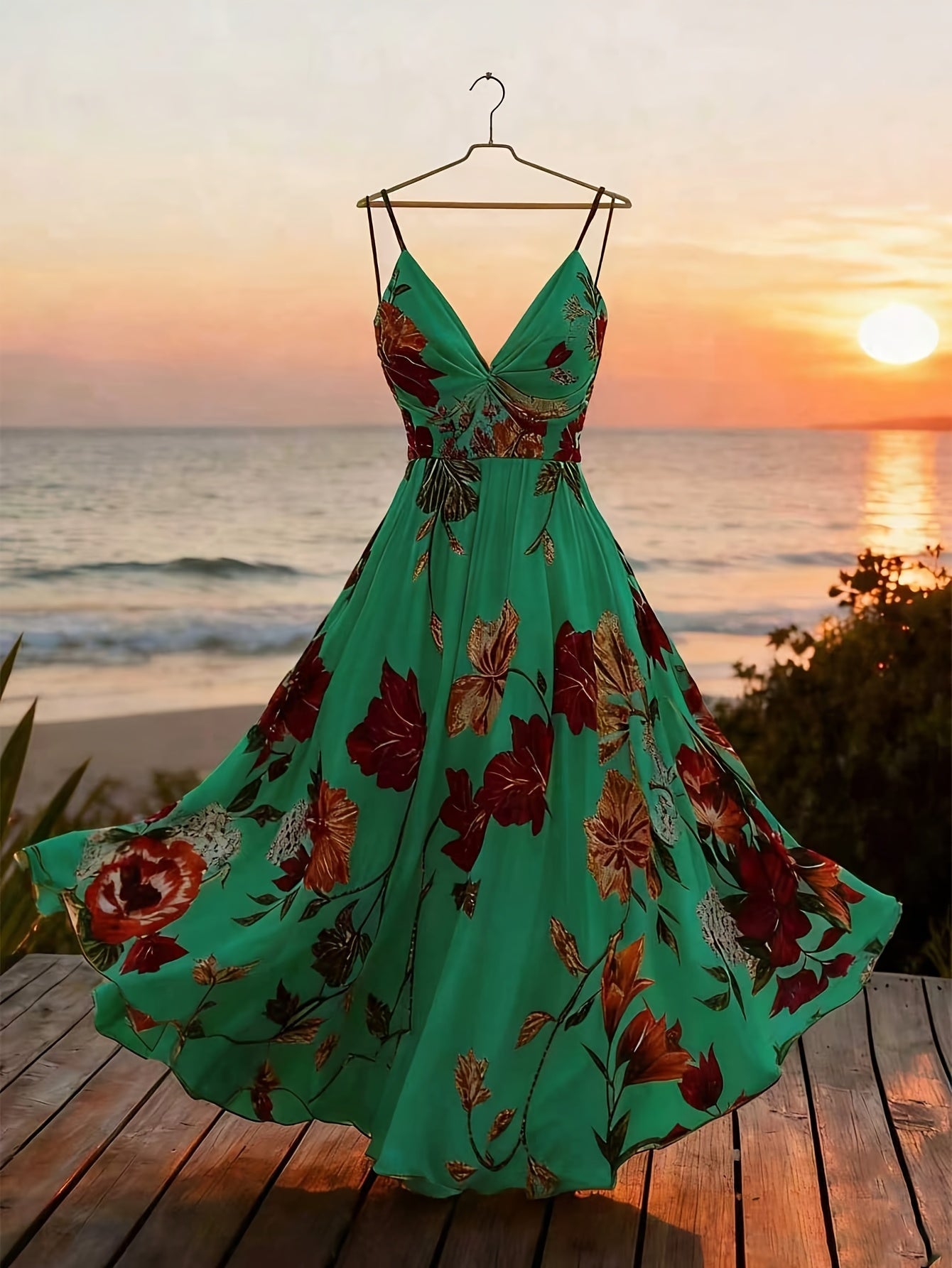 Damen Maxikleid mit romantischem Blumendruck und Eleganz für besondere Anlässe