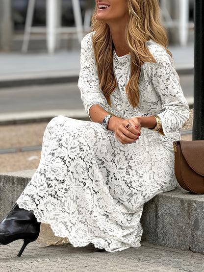Damen Maxikleid Elegant mit Spitzenmuster – Stilvoll für Alltag und besondere Anlässe
