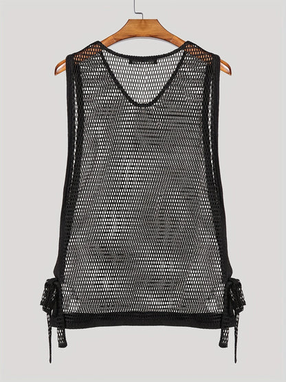Herren Mesh-Top mit offenen Seiten – Moderner Streetstyle Look für Festivals und Partys