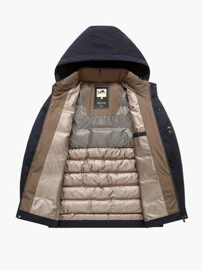 Herren Winter Steppjacke mit Kapuze – Outdoor Casual Daunenjacke