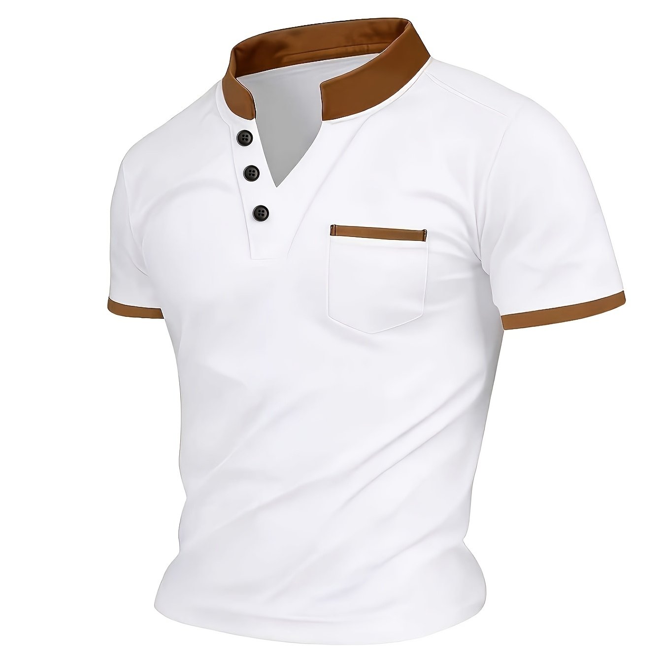 Herren Poloshirt mit modernem Stehkragen und Brusttasche – Stilvolles Freizeit- und Business-Oberteil