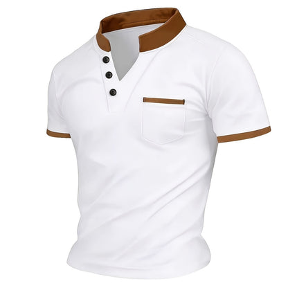 Herren Poloshirt mit modernem Stehkragen und Brusttasche – Stilvolles Freizeit- und Business-Oberteil