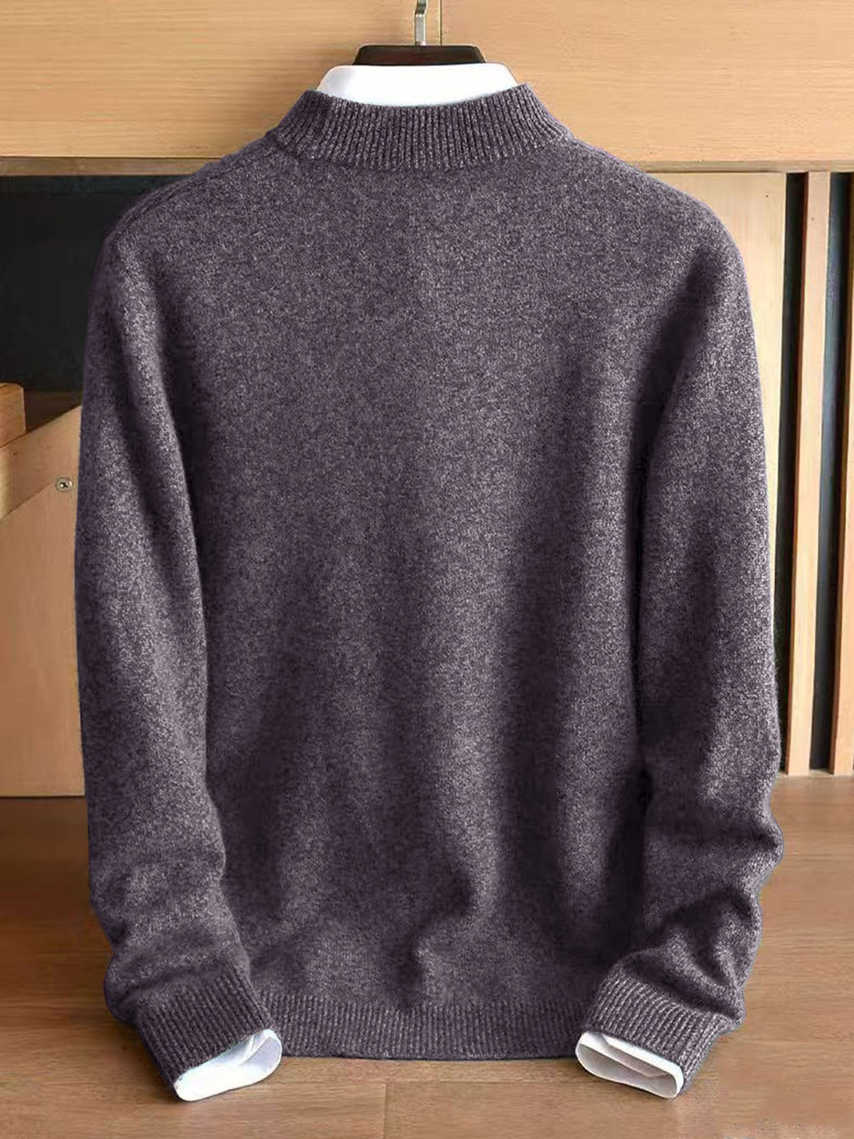 Herren Mockneck Pullover Feinstrick Zopfmuster