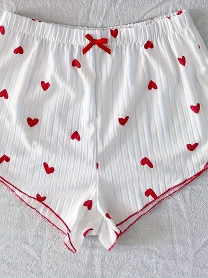 Damen Pyjama Set mit Herzchenmuster – Süßes und Bequemes Schlafanzug-Set für Frauen, Perfekt für den Sommer