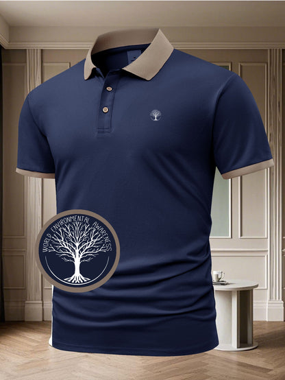Herren Polo-Shirt mit Kontrastkragen – Eleganter Freizeit- und Business-Look, Umweltbewusstes Design