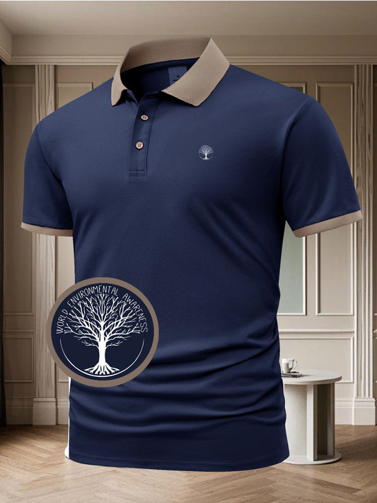 Herren Polo-Shirt mit Kontrastkragen – Eleganter Freizeit- und Business-Look, Umweltbewusstes Design