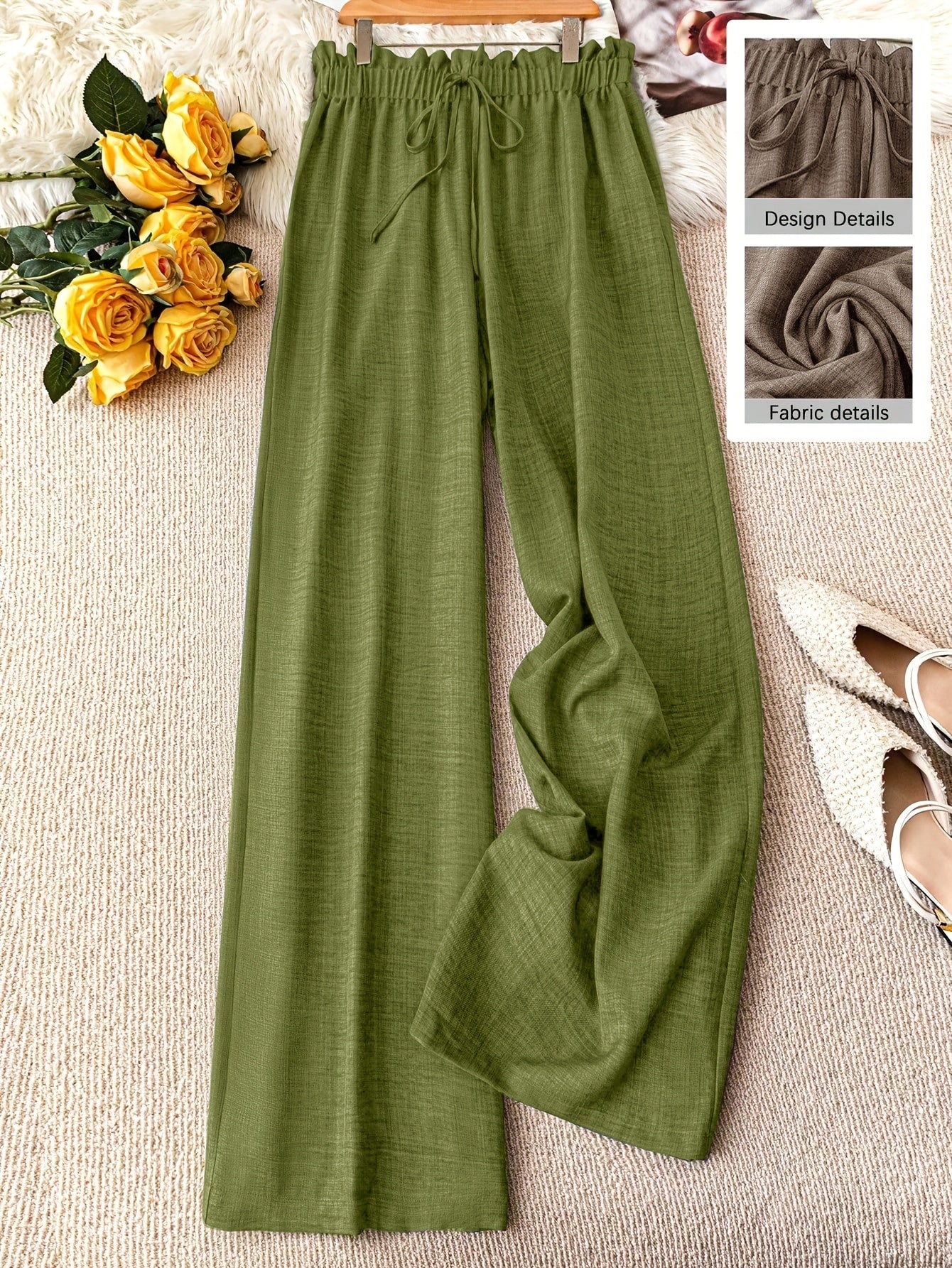 Damen Weite Freizeithose mit Kordelzug – Luftige Loungehose für Alltag und Urlaub