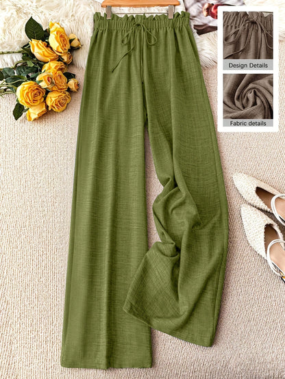 Damen Weite Freizeithose mit Kordelzug – Luftige Loungehose für Alltag und Urlaub