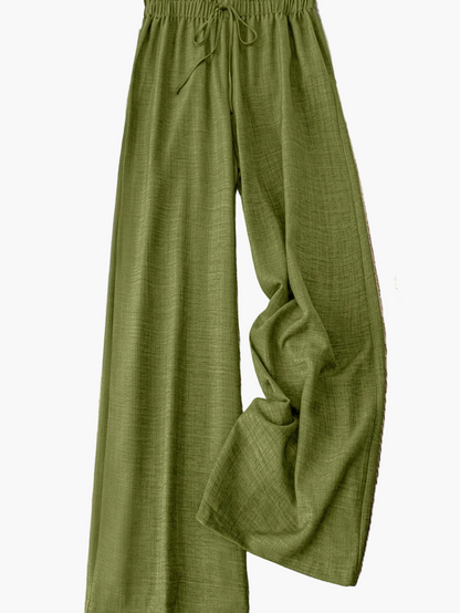 Damen Weite Freizeithose mit Kordelzug – Luftige Loungehose für Alltag und Urlaub
