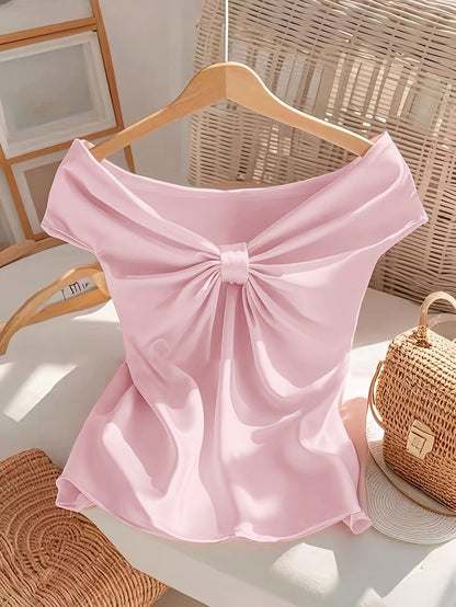 Damen Off-Shoulder Bluse mit Schleifendetail – Eleganter, femininer Stil für besondere Anlässe