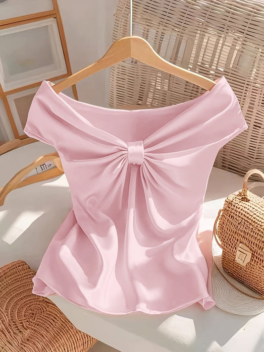 Damen Off-Shoulder Bluse mit Schleifendetail – Eleganter, femininer Stil für besondere Anlässe