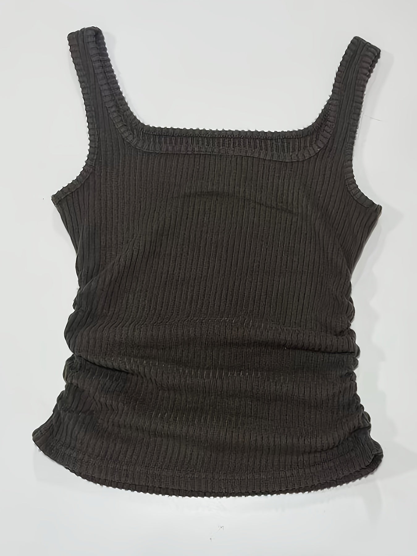 Damen Rippstrick Top mit breiten Trägern und eckigem Ausschnitt – Figurbetontes Basic Tanktop für Alltag und Freizeit