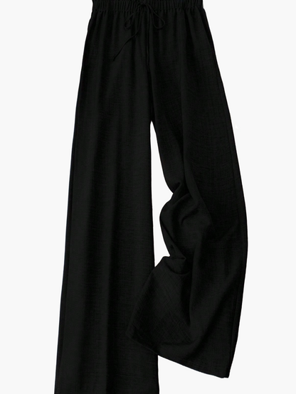 Damen Weite Freizeithose mit Kordelzug – Luftige Loungehose für Alltag und Urlaub