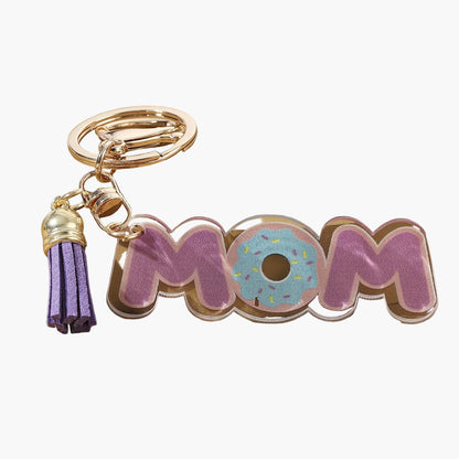 Schlüsselanhänger für Damen – Blumen MOM Herz – Modisches Muttertagsgeschenk