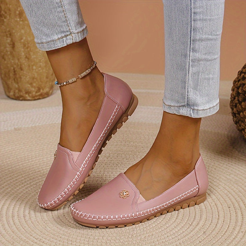 Damen Mokassins Slip-On Loafer Bequeme Alltagsschuhe Freizeit