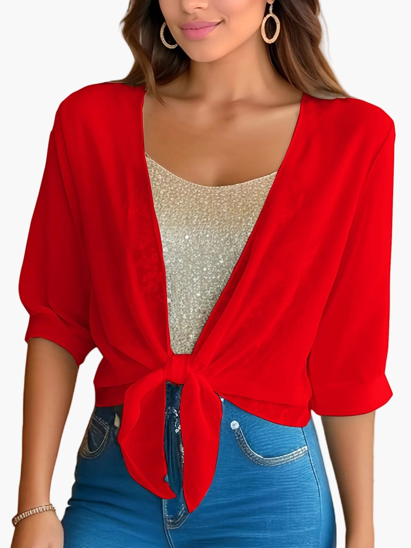 Damen Bluse im modernen Lagenlook mit Knoten-Design – Stilvolle Bluse für Freizeit und Alltag