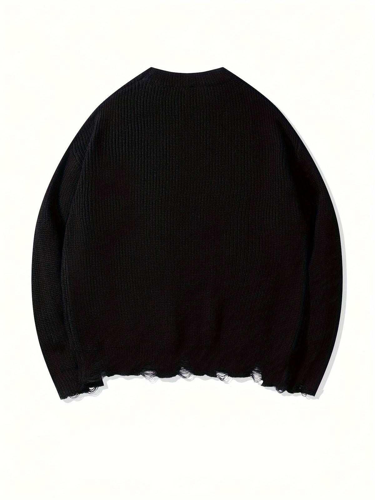 Unisex Strickpullover mit Kreuzstich-Details und Used-Look, Rundhals