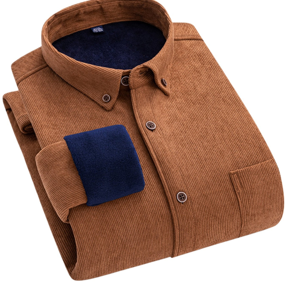 Herren Cordhemd mit Fleecefutter, Langarm, Button-Down-Kragen