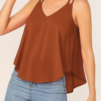 Damen Spaghettiträger Top mit lockerem Schnitt und modernem Design