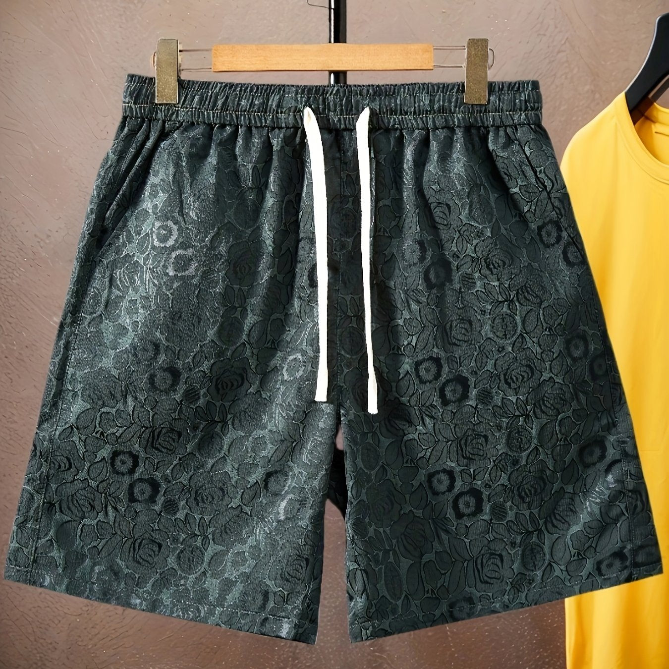 Herren Premium Jacquard-Shorts mit Rosenmuster – Modische Freizeithose für stilbewusste Looks