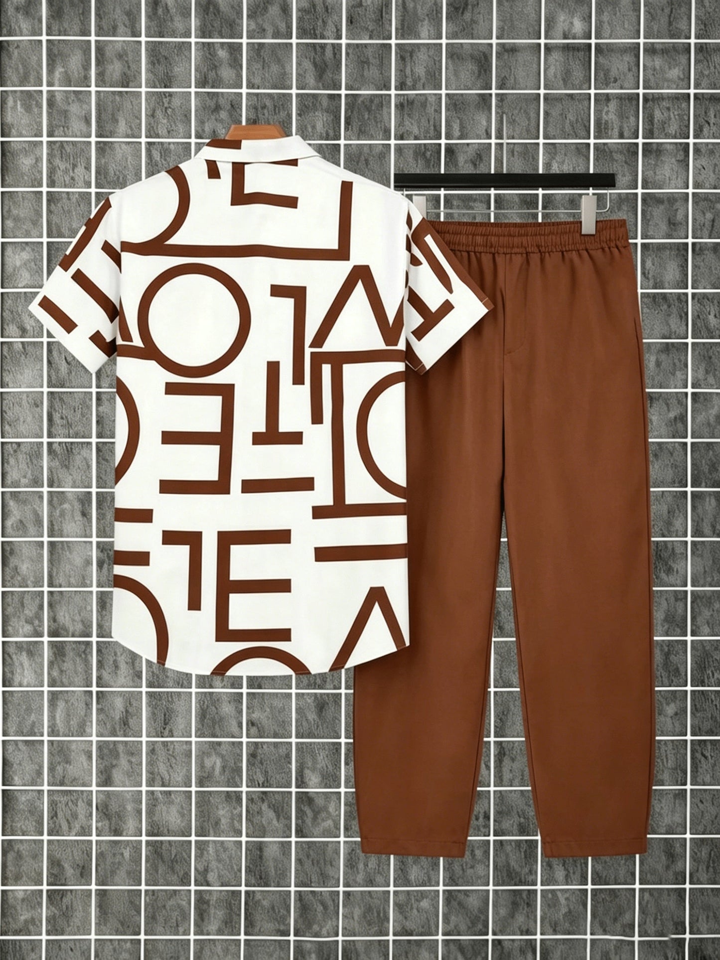 Herren Zweiteiliges Set mit Print-Hemd und Jogginghose – Moderner Streetstyle Look