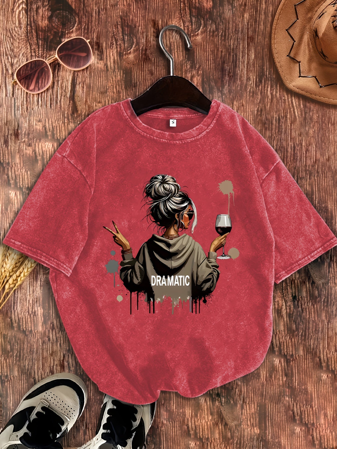 Damen Oversize T-Shirt mit Statement-Print 'Dramatic', lässiger Style, Streetwear