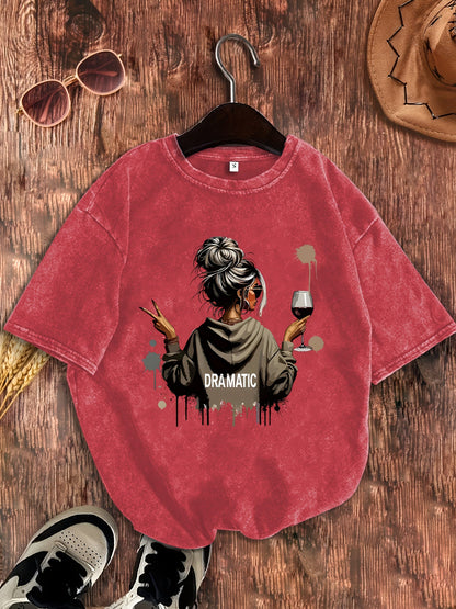 Damen Oversize T-Shirt mit Statement-Print 'Dramatic', lässiger Style, Streetwear
