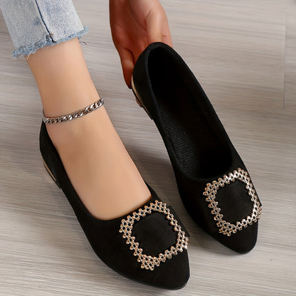 Damen Ballerinas mit funkelnder Schnalle – Elegante Slip-Ons für Alltag & besondere Anlässe