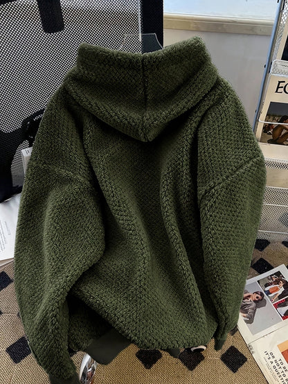 Teddy-Fleece Hoodie für Damen mit Kapuze und Kängurutasche, Kuscheliger Oversize Pullover