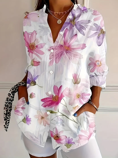 Damen Blusenshirt mit Blumenmuster – Elegante Freizeitmode für Frühling und Sommer