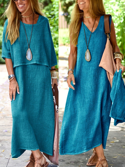 Damen Zweiteiliges Maxikleid Set Casual Sommer Boho Stil