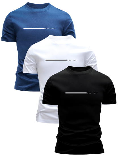 Herren T-Shirt Casual Streetwear mit Minimalistischem 'Whatever' Print – Modernes Basic für Freizeit & Alltag