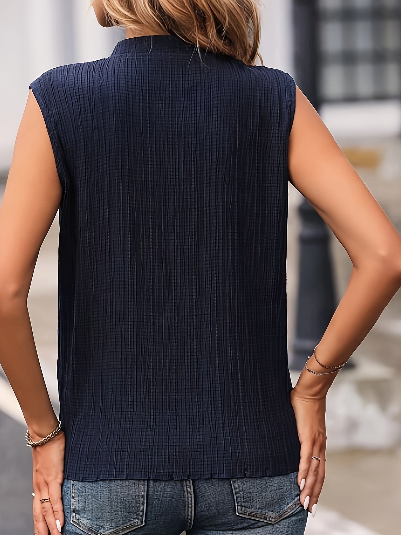 Damen ärmellose Bluse mit Reißverschluss, eleganter Freizeitstil – Perfekt für Büro & Alltag