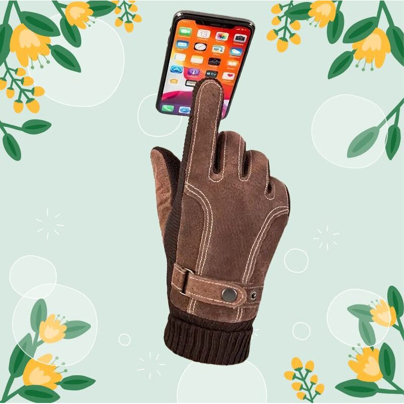 Unisex Winterhandschuhe mit Rippbündchen und Ziernähten