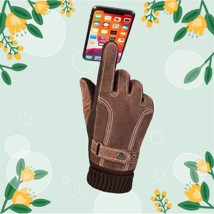 Unisex Winterhandschuhe mit Rippbündchen und Ziernähten