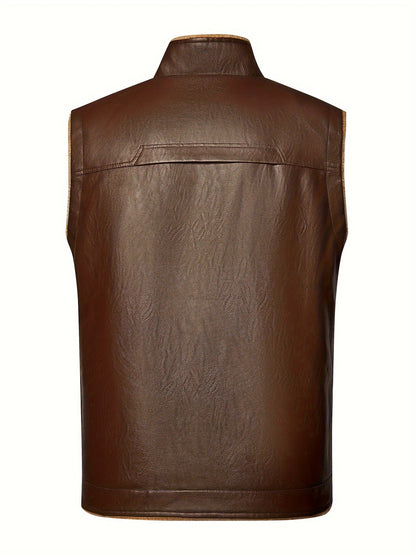 Herren Weste mit Teddyfutter, Reißverschluss, Taschen, Ärmellos