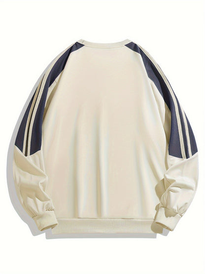 Herren Trainingsanzug Freizeit Sport Set – Bequemes Sweatshirt und Jogginghose im modernen Streifen-Design
