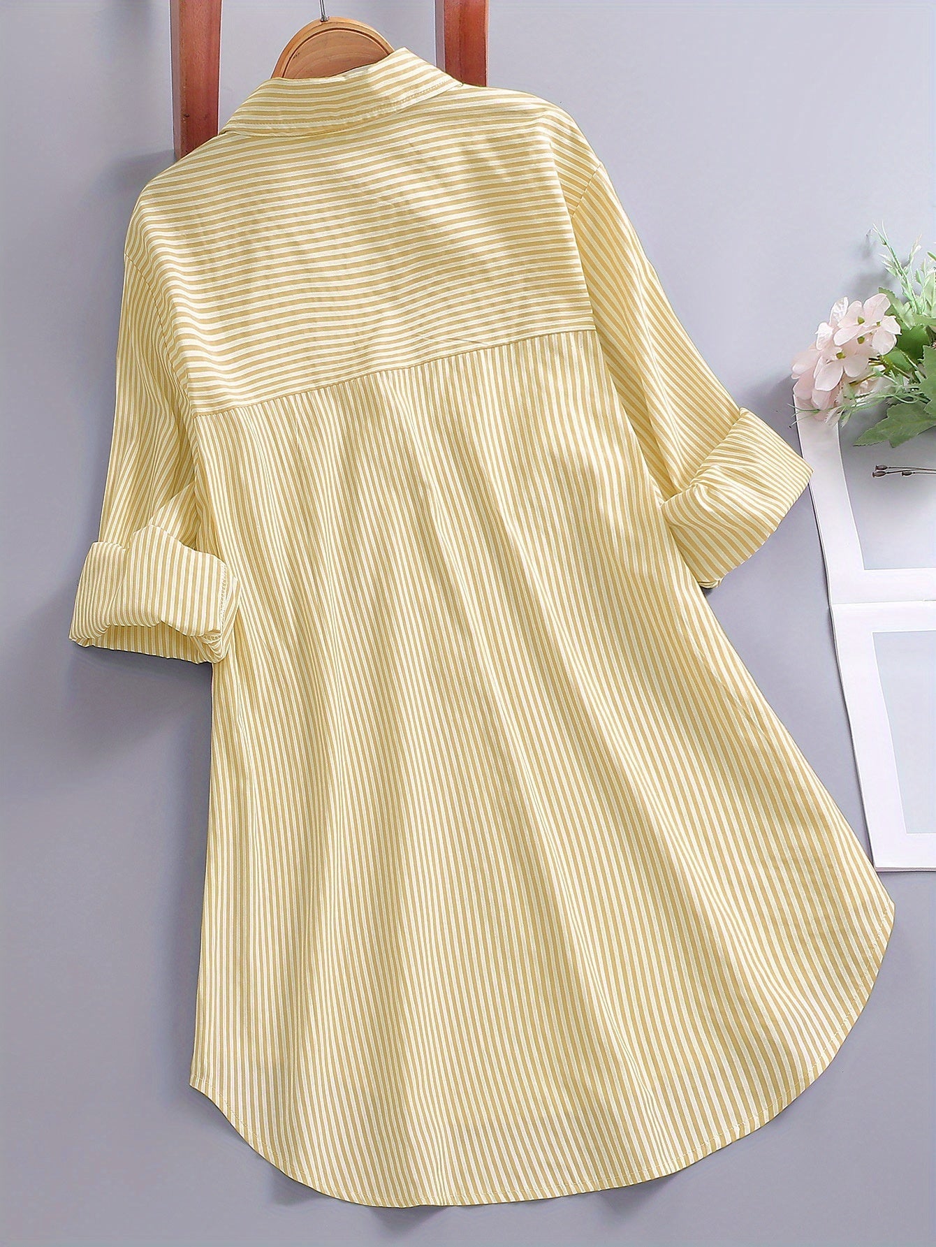 Damen Business Freizeithemd mit Streifenmuster – Elegantes Oversize Blusenshirt für Büro & Alltag