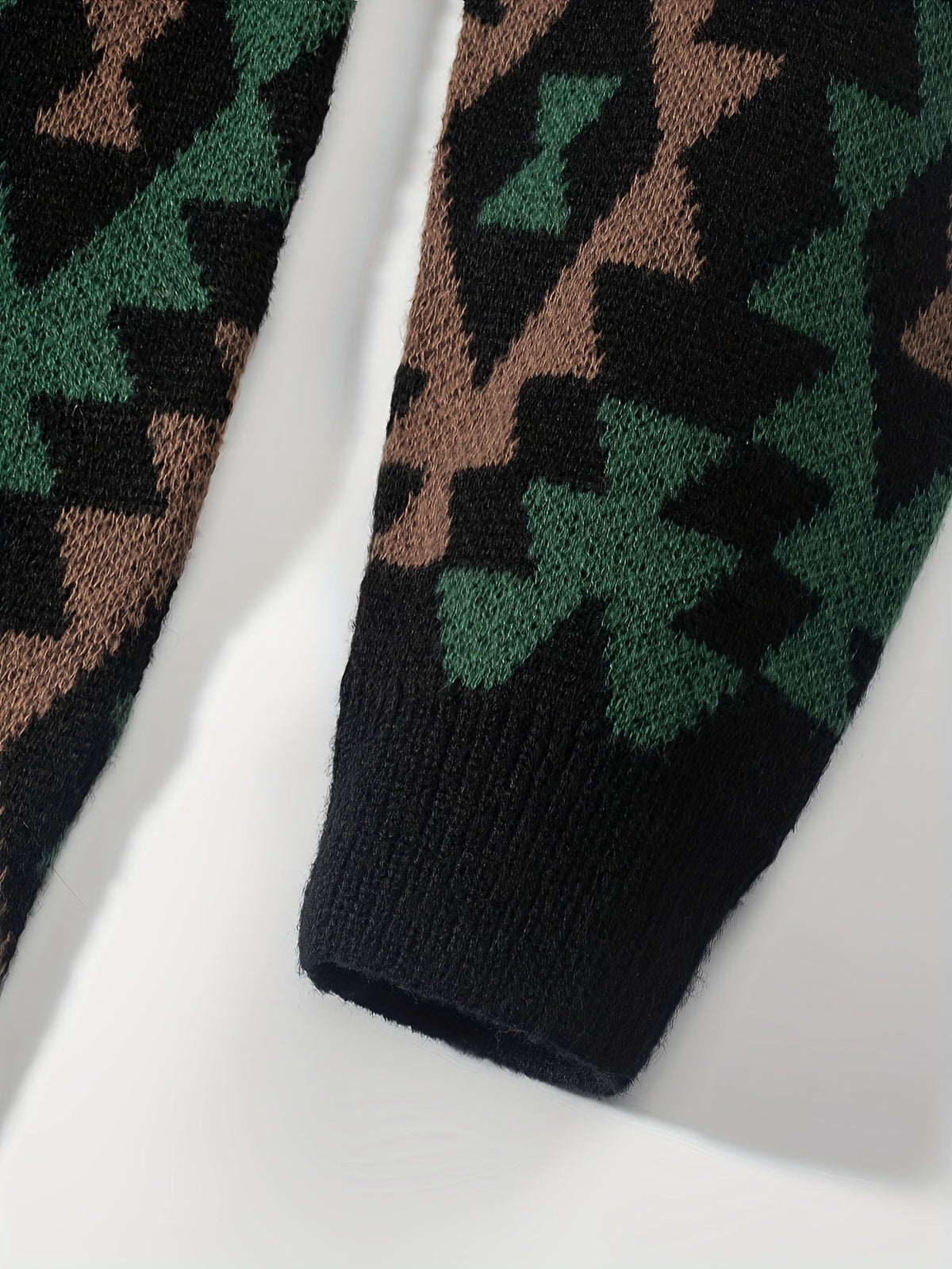 Unisex Pullover Rundhals mit Rautenmuster Geometrisches Jacquard Strickoberteil