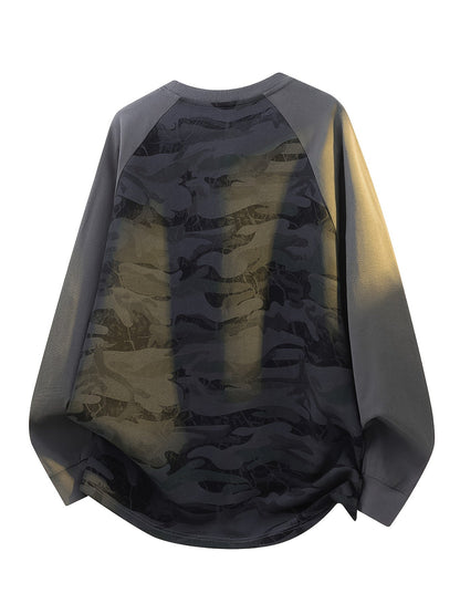 Unisex Langarmshirt Camouflage Rundhals Raglanärmel